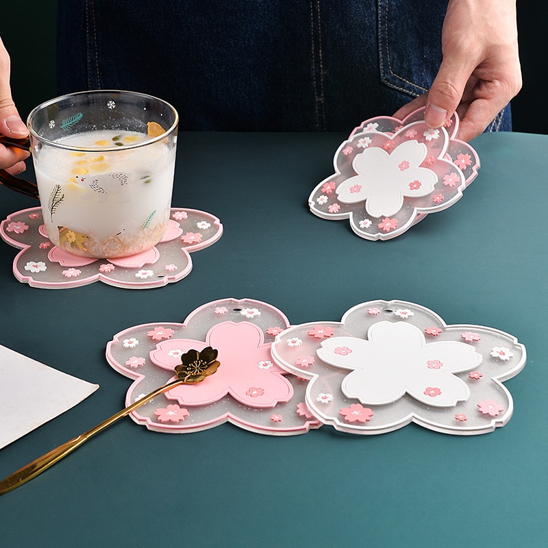 4PCS Cherry Blossom Coaster Insulation Mat - Image 4