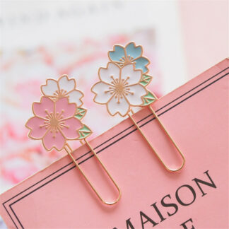 4PCS Cherry Sakura Bookmarks Holder Metal