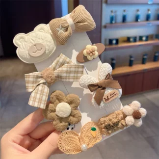 Children's Plush Hairpins Autumn and Winter White