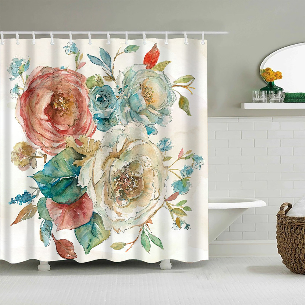 Chinese Style Flower Vines Shower Curtains