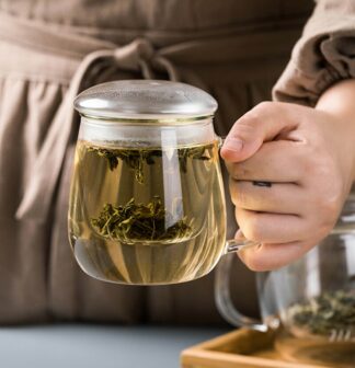 Tea Mug With Lid Filter Glass Cup 350ml