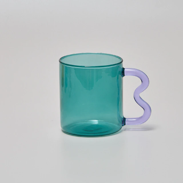 Glass Cups Design Colorful Waved Ear Glass Mug, Purple - Image 2