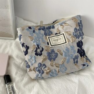 Cosmetic Bag French Relief Flowers Print Makeup Storage Bag