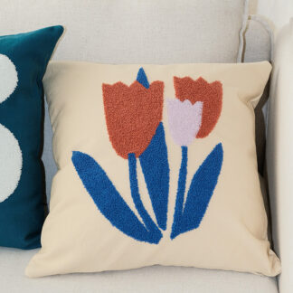 Cotton Canvas Floral Tufted Cushion Cover 45*45cm