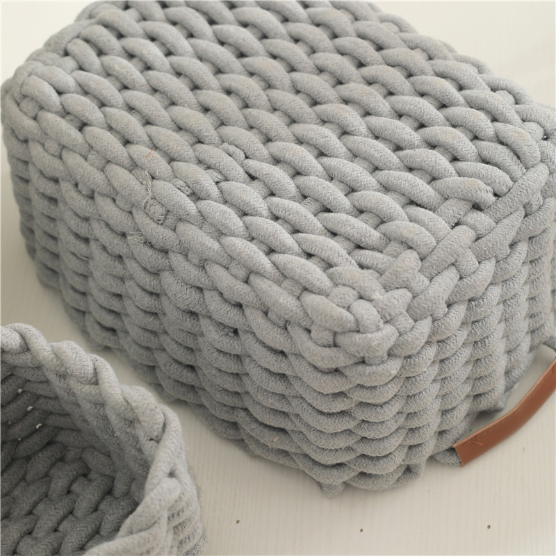 Cotton Rope Woven Storage Basket With Handle - Image 5