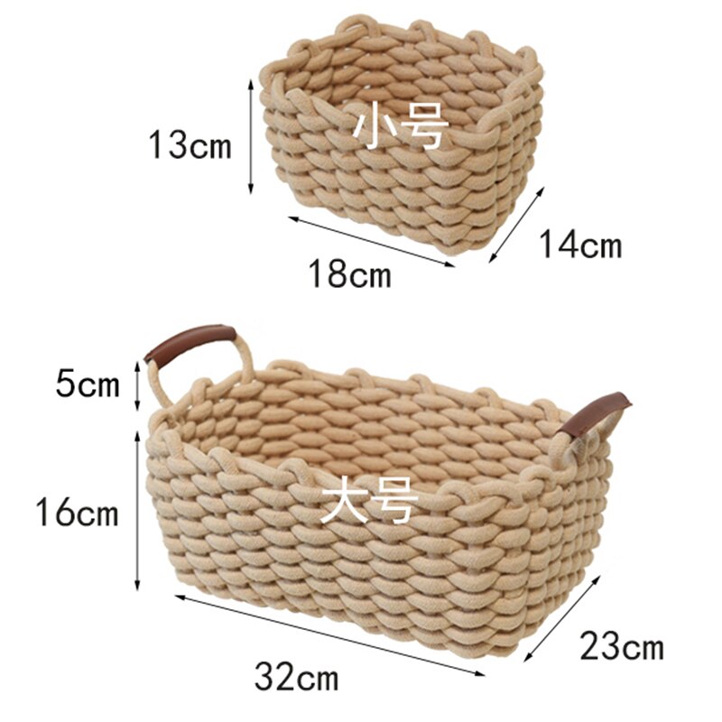 Cotton Rope Woven Storage Basket With Handle - Image 6