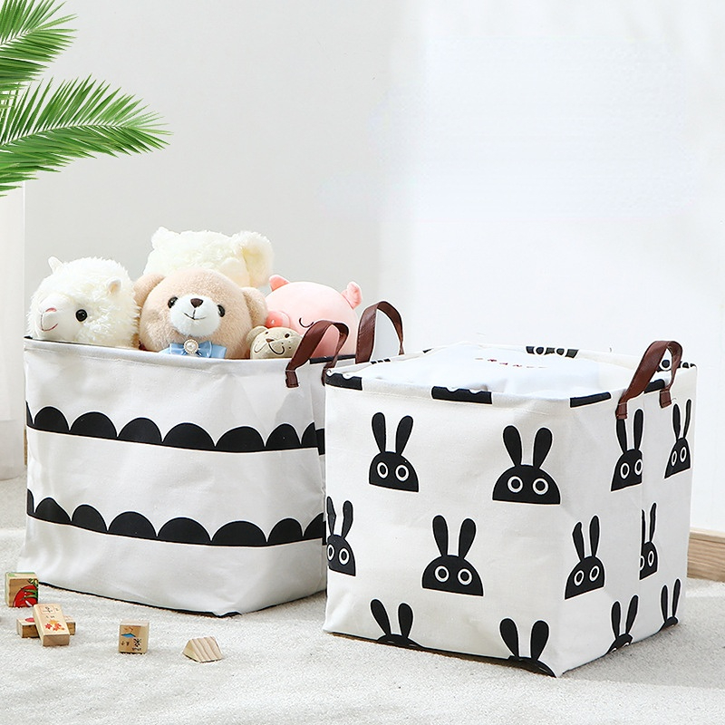 Set Of 2 Cotton And Linen Toy Storage Box