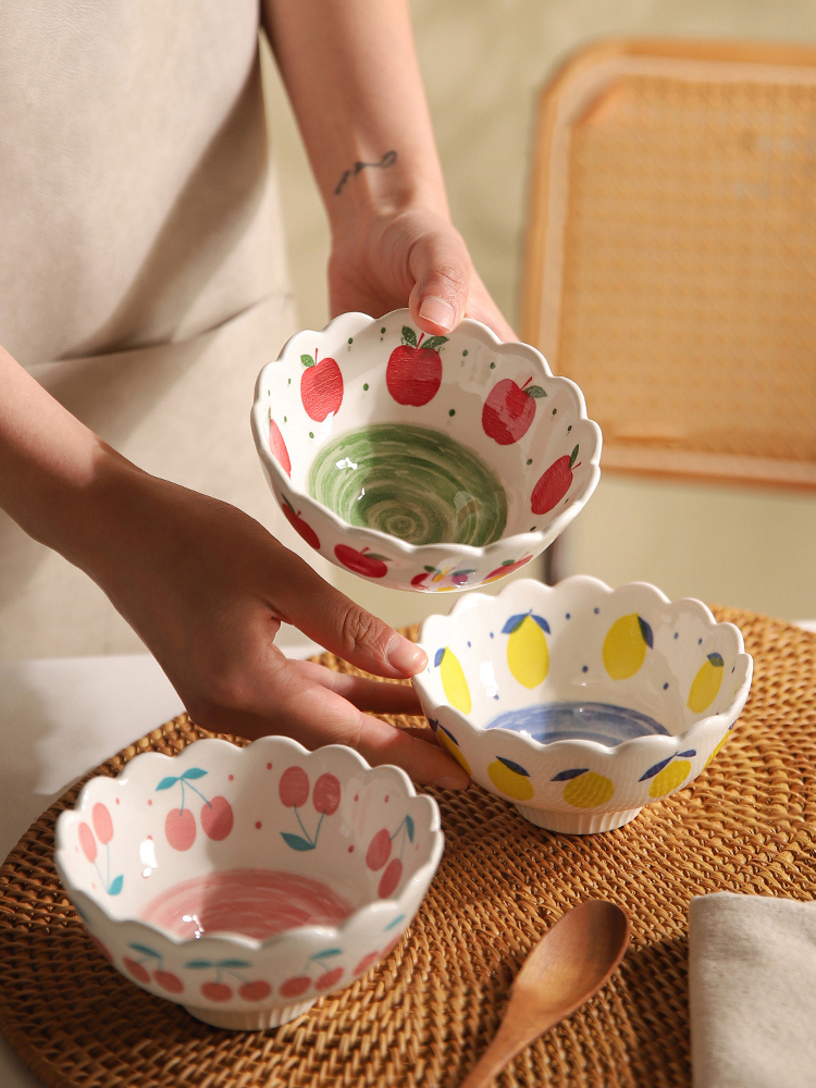 Creative Ceramic Bowl Dessert Bowl, Set of 3 - Image 2