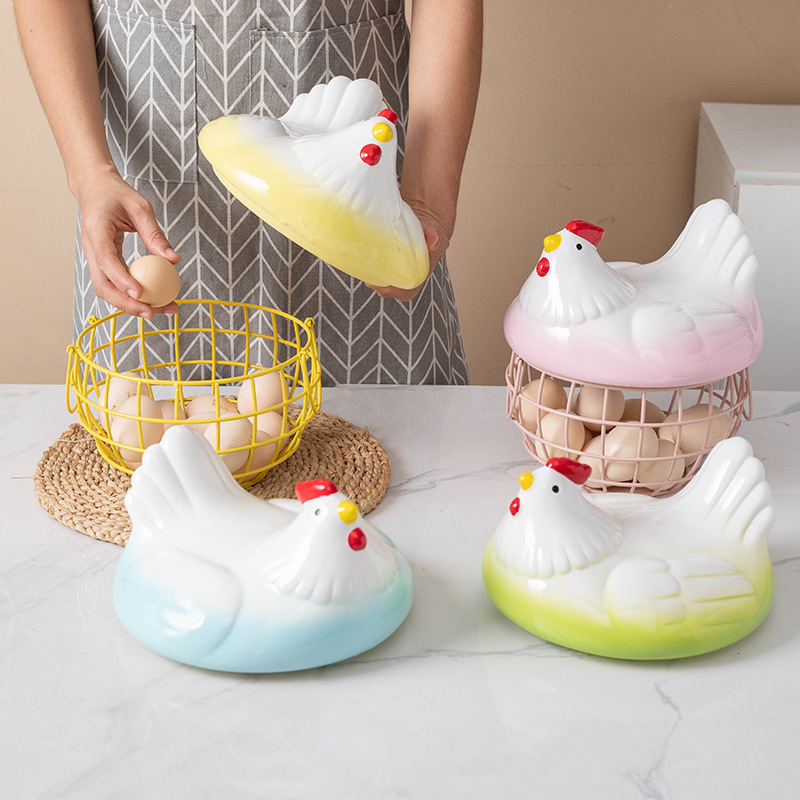 Creative Ceramic Egg Basket Kitchen Storage Basket - Image 5