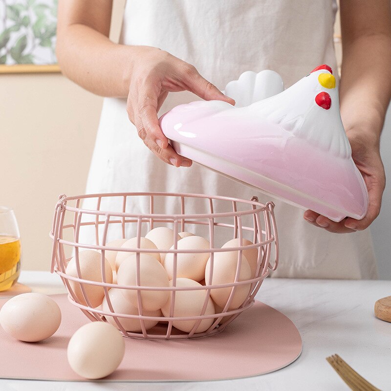 Creative Ceramic Egg Basket Kitchen Storage Basket - Image 2