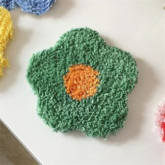 Creative Hand Weave Plush Flower Coaster Heat