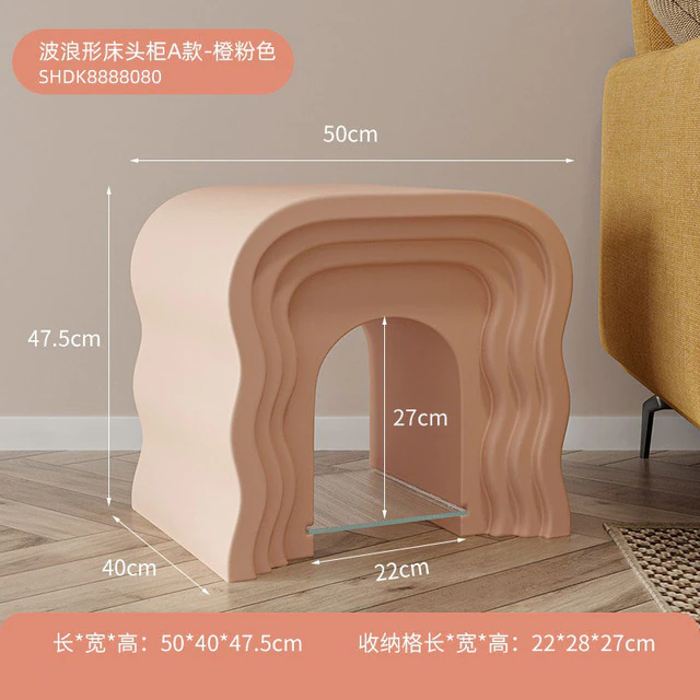 Living Room Sofa Auxiliary Coffee Side Table, Pink - Image 2