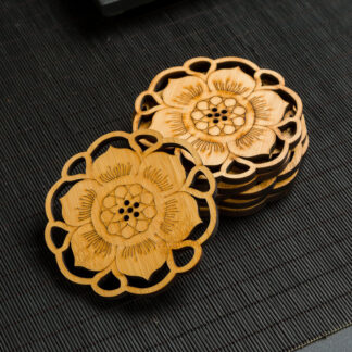 Creative Lotus Flower Cup Coasters Wooden Round Mat