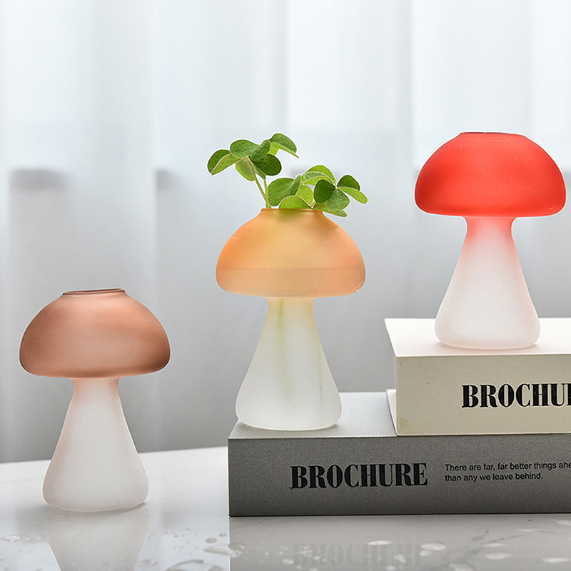 Creative Mushroom Glass Vase Crafts Hydroponics Ornament