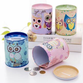 Cartoon Colorful Geometric Owl Piggy Bank