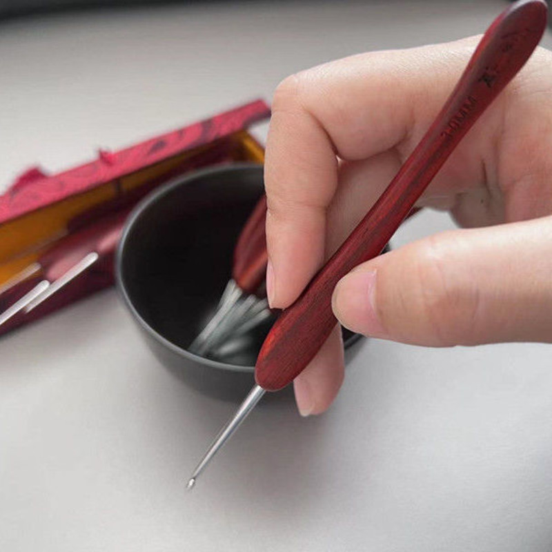 Crochet Hooks Sandalwood Knitting Sweater Tools - Image 4