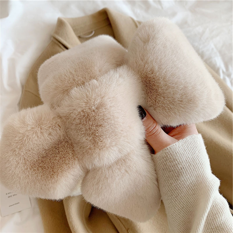Cross Autumn Winter Keep Warm Thick Plush Scarf For Women - Image 2