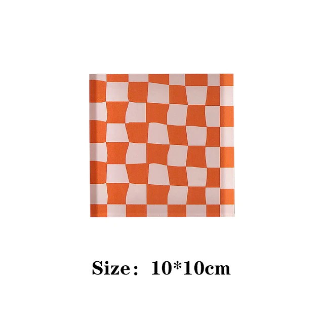 Cup Coaster Placemats for Cups Checkerboard Coaster, Orange - Image 2