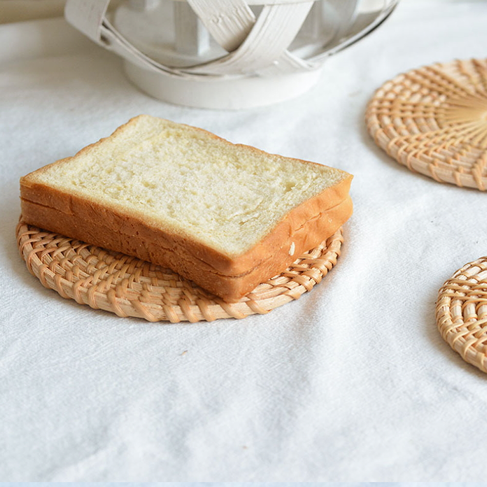 Round Natural Rattan Anti-Skidding Cup Mat - Image 5