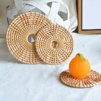 Round Natural Rattan Anti-Skidding Cup Mat