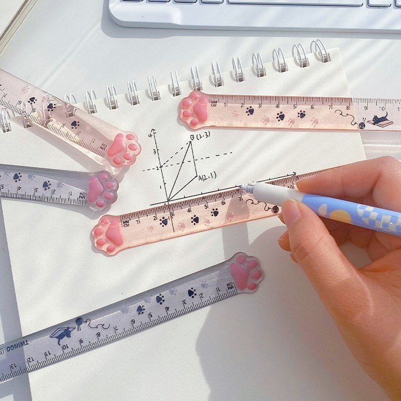 Cute Cat Paw Plastic Straight Rulers