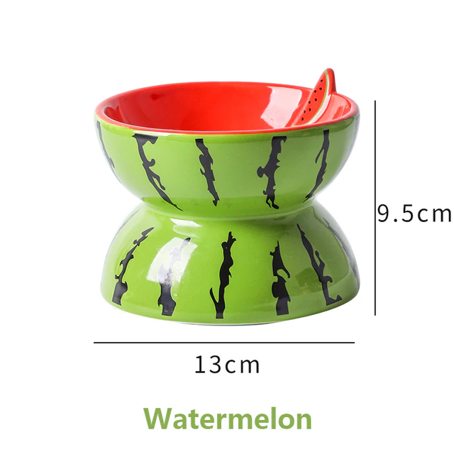 Cute Fruit Shape Cat Bowl Ceramics Watermelon - Image 2
