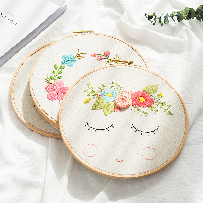 Cute Shy Face Embroidery Kit DIY Needlecraft