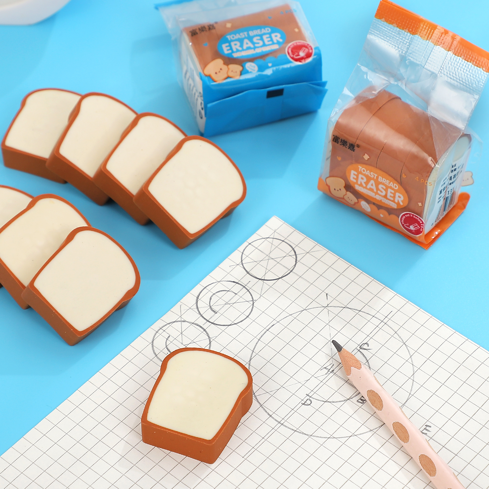 Cute Simulation Toast Bread Eraser Creative Stationery - Image 4