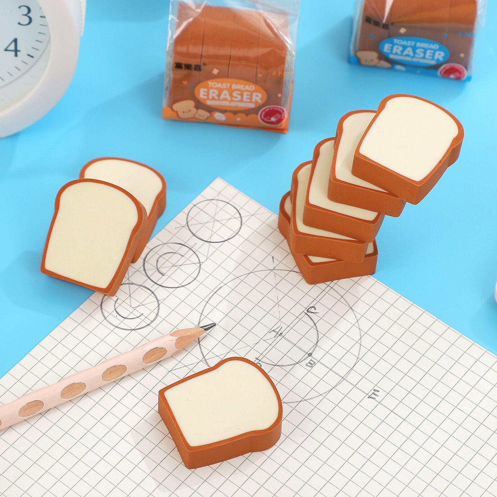 Cute Simulation Toast Bread Eraser Creative Stationery - Image 5