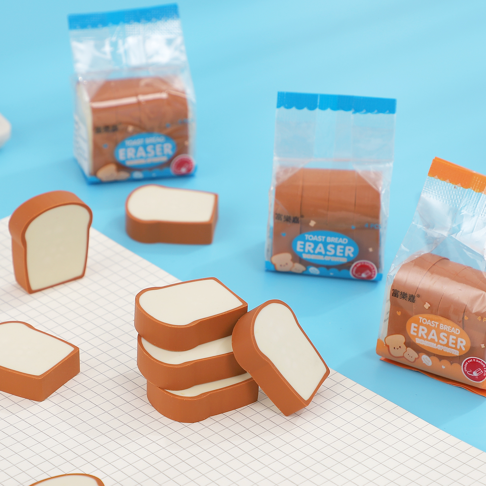 Cute Simulation Toast Bread Eraser Creative Stationery