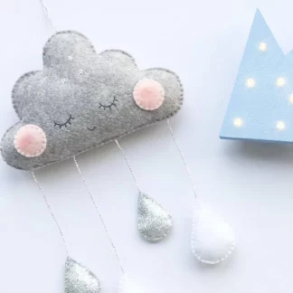 Cute Smiling Clouds Nordic Wind Baby Kids Room Nursery, Gray