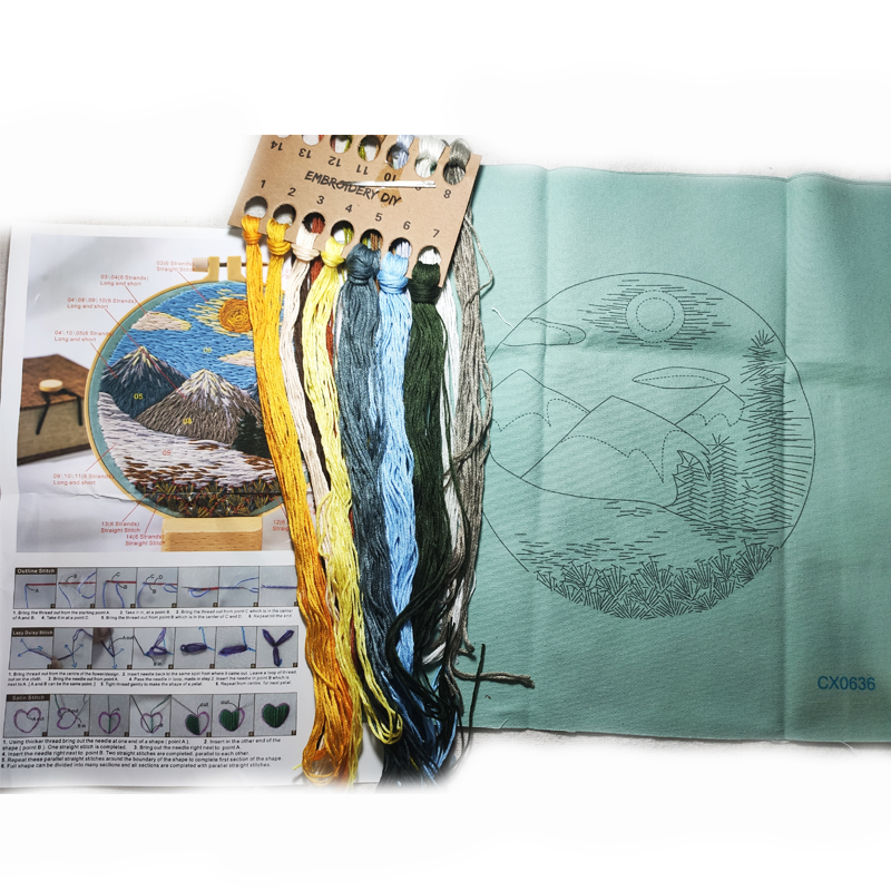 Embroidery Kit Landscape Pattern Printed With Hoop - Image 4