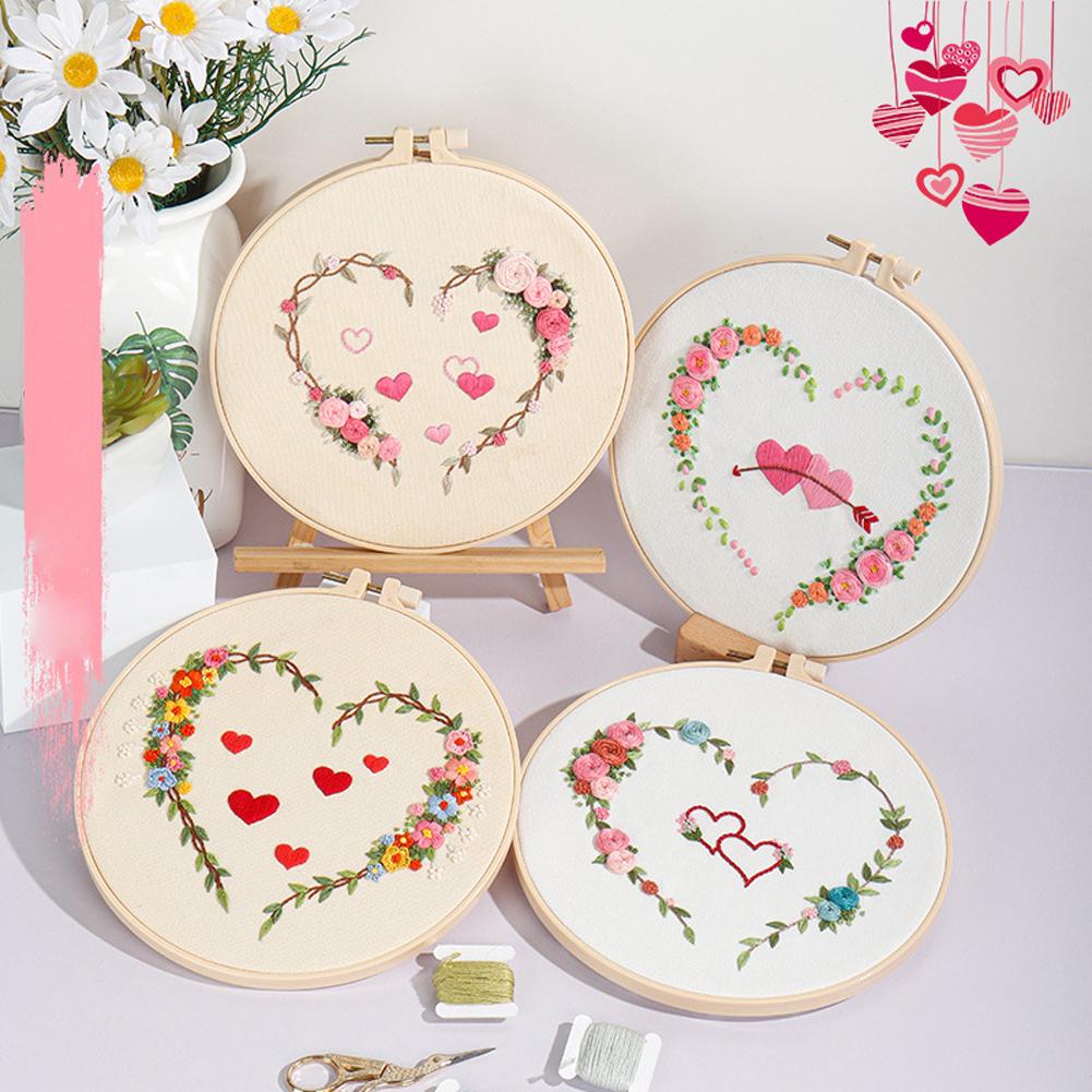 Heart-shaped Pattern Hand-stitched Embroidery Kit - Image 2