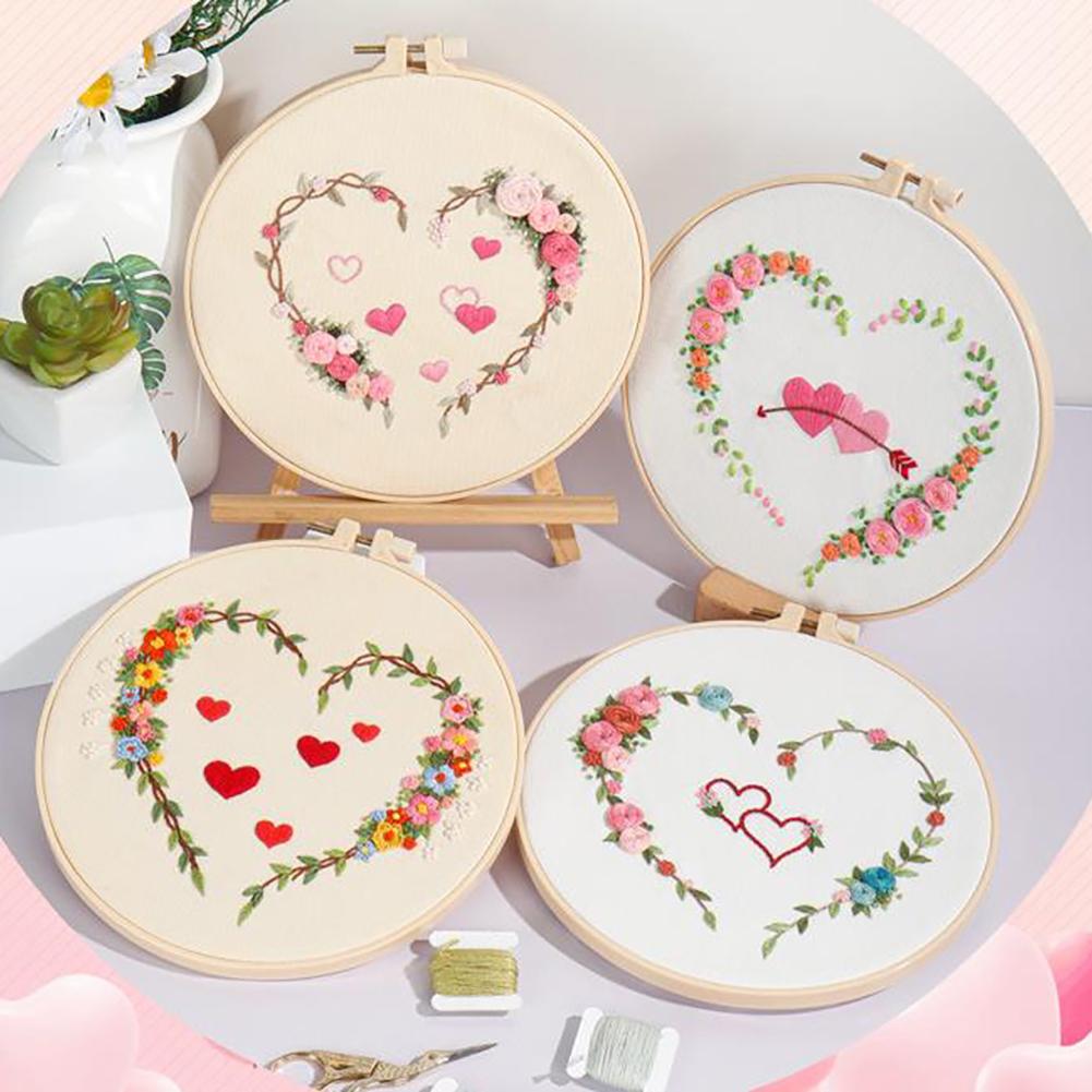 Heart-shaped Pattern Hand-stitched Embroidery Kit - Image 3