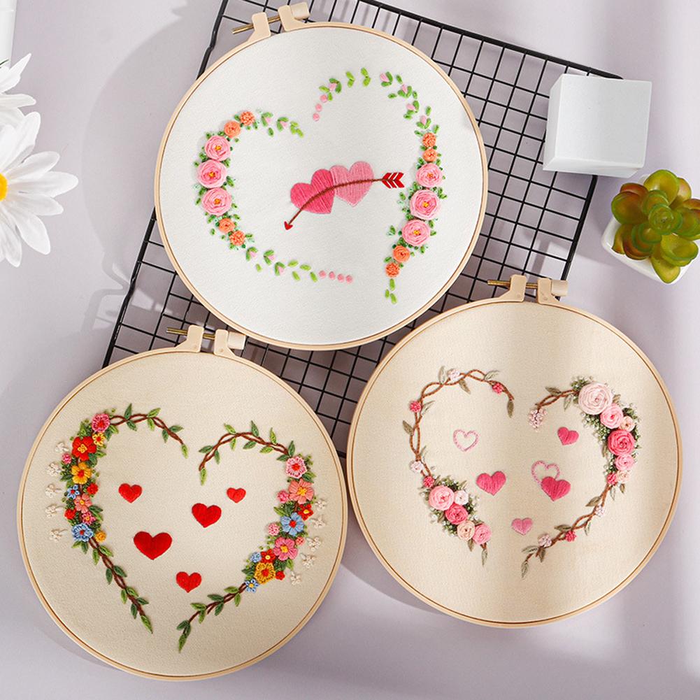 Heart-shaped Pattern Hand-stitched Embroidery Kit - Image 4