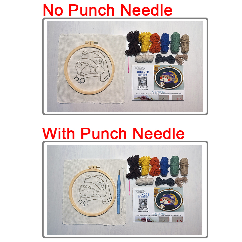 Punch Needle Embroidery Kit with Yarn Floral Pattern - Image 3