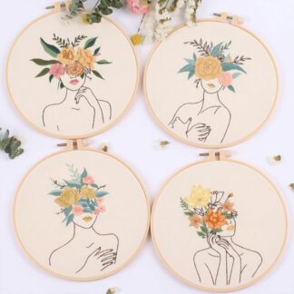 Embroidery Kit with Flowers Plants Sexy Girls