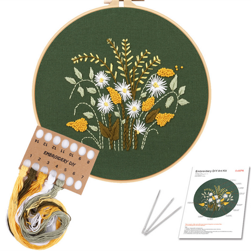 Stamped Embroidery Starter Kit with Flowers Plants - Image 2