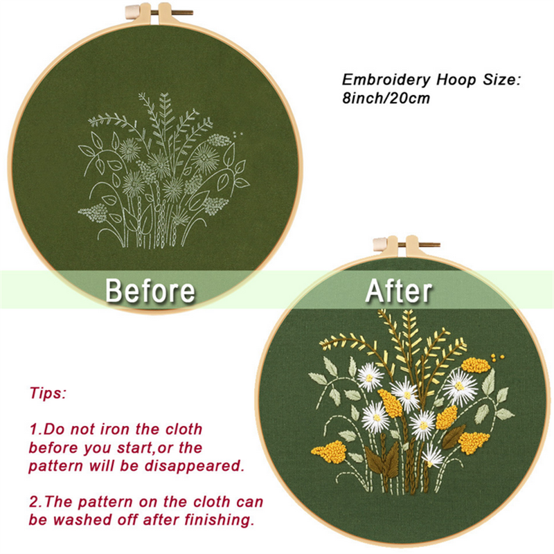 Stamped Embroidery Starter Kit with Flowers Plants - Image 3