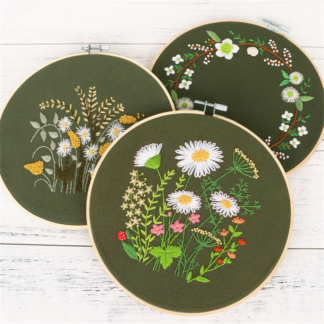 Stamped Embroidery Starter Kit with Flowers Plants