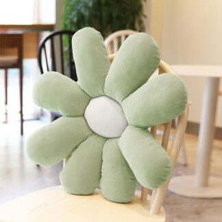 Fluffy Cute Daisy Throw Pillow Sofa Cushion, Green