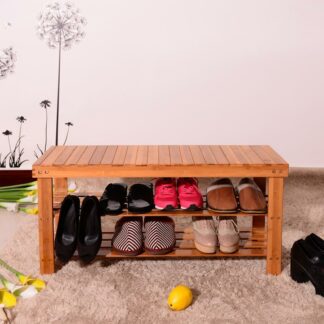 Solid Wood Bamboo Shoe Bench Storage Racks