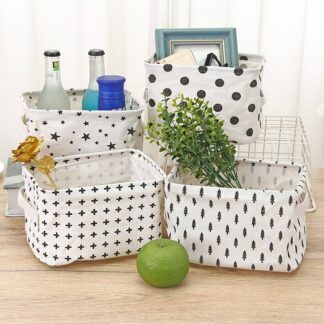 Desktop Cotton And Linen Storage Basket, Set of 4