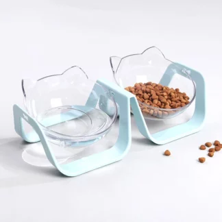 Pet Feeder Drinking Bowls, Blue Double