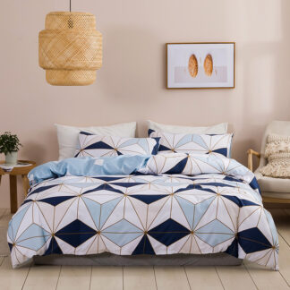 Korean Style Geometric Pattern Bedding Set, Twin Size