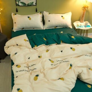 Pineapple Pattern Duvet Cover Set, Queen Size