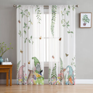 Easter Spring Egg Rabbit Sheer Curtains