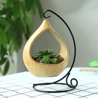 European Iron Hanging Basket Geometric Succulent Flower Pot Iron Hook