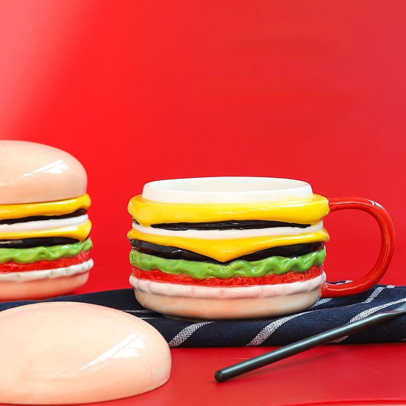 Ceramic Underglaze Color Creative Hamburger Mug - Image 3