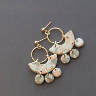 Marble Color Foiled Dangle Polymer Clay Earrings